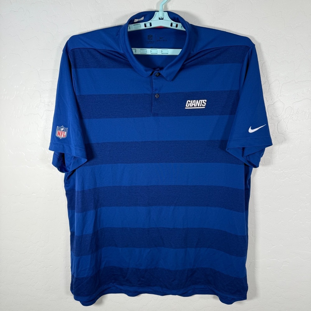 New York Giants Polo Shirt Mens 2XL Blue Team Issued NFL‎ Football Nike Dri Fit